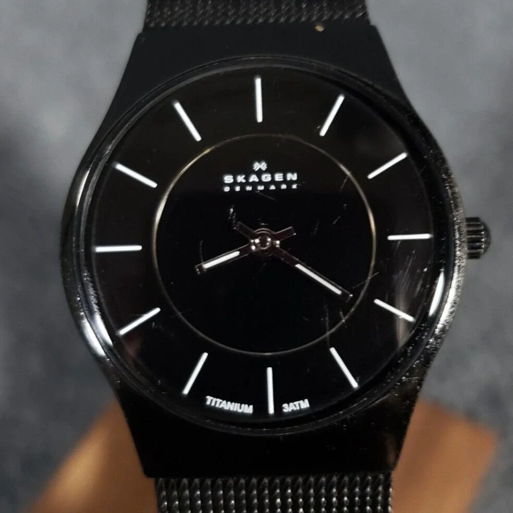 Skagen Ladies Watch‎ Titanium Black Dial Mesh Stainless Steel Band  233STMB